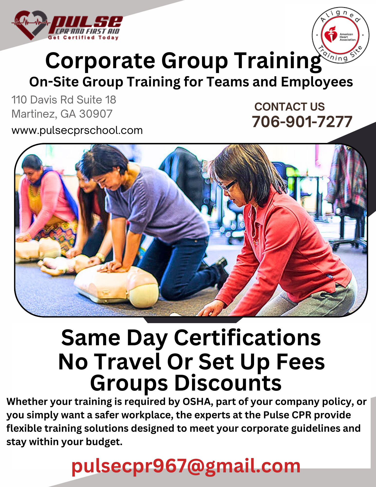 Pulse CPR and First Aid School: Serving Martinez/Augusta and the Entire CSRA